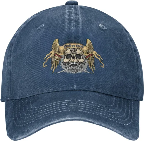 Miniatura 2 de Sombrero de vaquero de moda para hombre y mujer, ajustable para cuatro estaciones, gorra de béisbol del infierno con ángel, azul marino, Azul marino