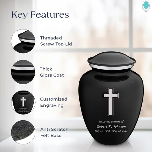 Miniatura 2 de Geturns Embrace - Urnas de cremación cruzadas personalizadas para adultos para cenizas humanas, urna funeraria grande negra para mujeres y hombres