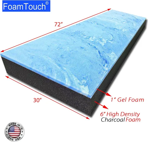 Miniatura 58 de FoamTouch Colchón litera de 7 pulgadas de alto x 28 pulgadas de ancho x 72 pulgadas de largo (solo espuma), carbón, sin funda