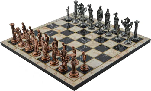 Miniatura 10 de Juego de ajedrez de metal para adultos, cobre antiguo del ejército británico real, piezas hechas a mano y diferentes diseños, tablero de ajedrez