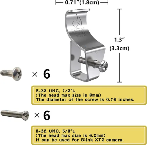 Miniatura 5 de Ganchos laterales de vinilo (paquete de 12) – Tornillos resistentes sin agujeros, colgador de acero inoxidable para montar cámara de seguridad