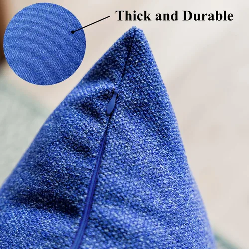 Miniatura 4 de Home Brilliant Fundas de almohada azules de 16 x 16 pulgadas para sofá, juego de 2 fundas de cojín de lino para cama, sofá, fundas de almohada