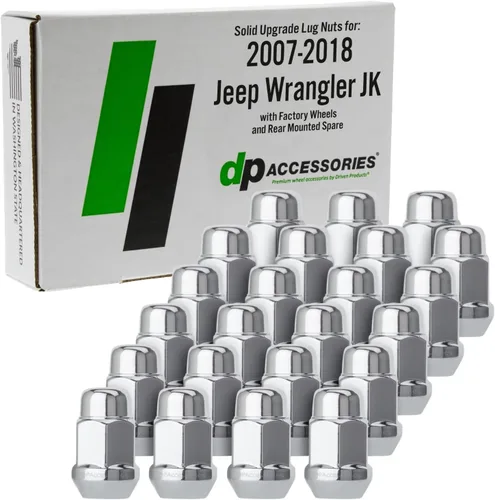 Miniatura 9 de DPAccessories Tuercas de llanta compatibles con Jeep Wrangler JK 2007-2018 Estilo estriado negro Solo ruedas de aluminio del mercado