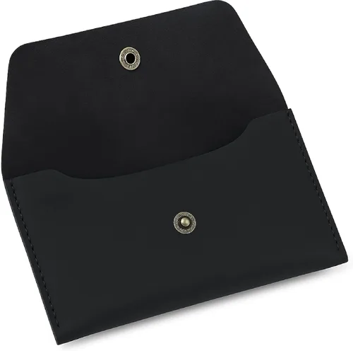 The Antiq - Cartera de viaje de piel auténtica para hombres y mujeres, organizador compacto con cierre de botón para dinero en efectivo, tarjetas,