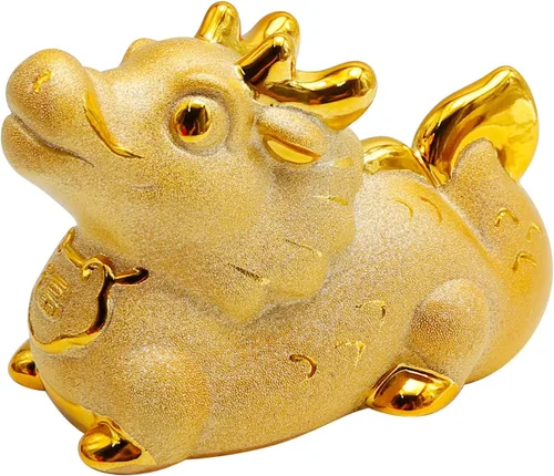 Banco de dinero de dragón dorado, bonita caja de dinero, soporte para dinero familiar, almacenamiento de dinero de dragón, estatua de cerámica de