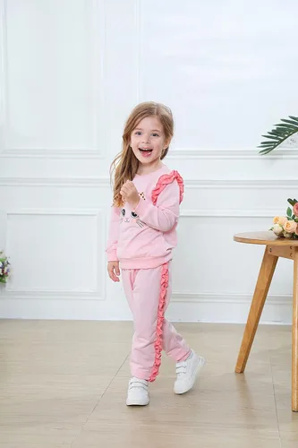 Miniatura 3 de Zarmfly Conjunto de 2 piezas para niñas pequeñas, sudadera de manga larga + leggings de leopardo, ropa de invierno de 2 a 10 años