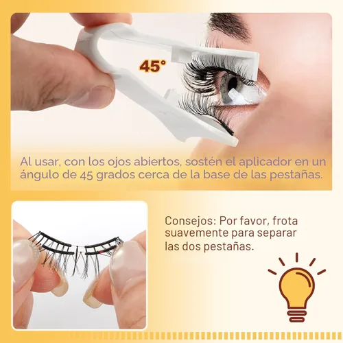 Miniatura 6 de QUEWEL Pestañas magnéticas con aplicador, 1 par de pestañas magnéticas suaves, no necesita pegamento, pestañas magnéticas reutilizables, tan suaves