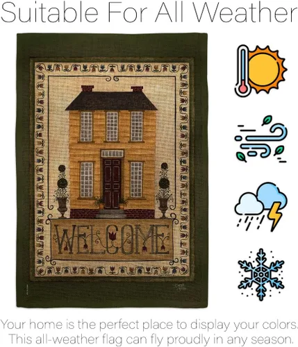 Miniatura 6 de Bandera de bienvenida para el jardín de la casa amarilla – Country Living Primitive Farm Western Barn American Rustic Cowboy Rural Ranch – Cartel