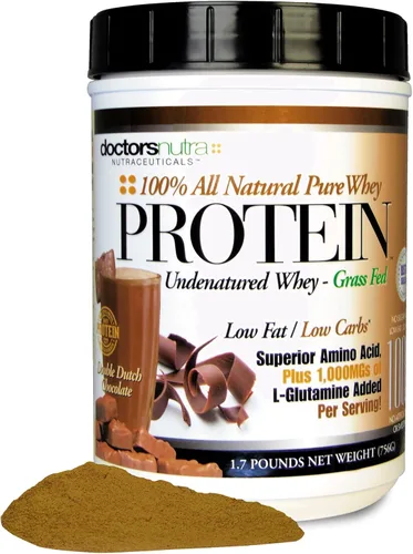 Pure 100% - Proteína de suero sin desnaturalizar alimentada con pasto, baja en carbohidratos, baja en grasa, doble sabor a chocolate holandés,