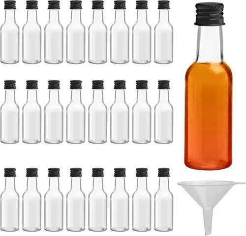 BELLE VOUS Botellas pequeñas de licor (paquete de 24) – Botella de alcohol vacía de plástico reutilizable de 5 onzas líquidas con tapa de rosca