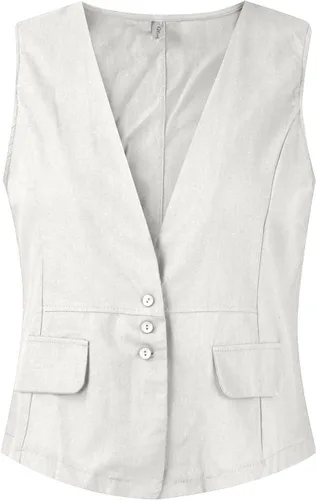 Miniatura 46 de COTECRAM Chaleco de lino de algodón para mujer, casual, sin mangas, con botones, ligero, para verano, holgado, ropa de abrigo