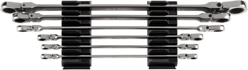 TEKTON Juego de llaves de trinquete de cabeza flexible larga de 12 puntas con organizadores modulares, 6 piezas (1/4-13/16 pulg.) | WRB96300