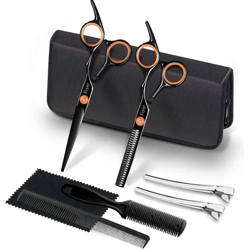 Miniatura 6 de Kit de tijeras para cortar y degrafilar el cabello, kit profesional de tijeras para mezclar cabello Fcysy, tijeras de peluquero para corte