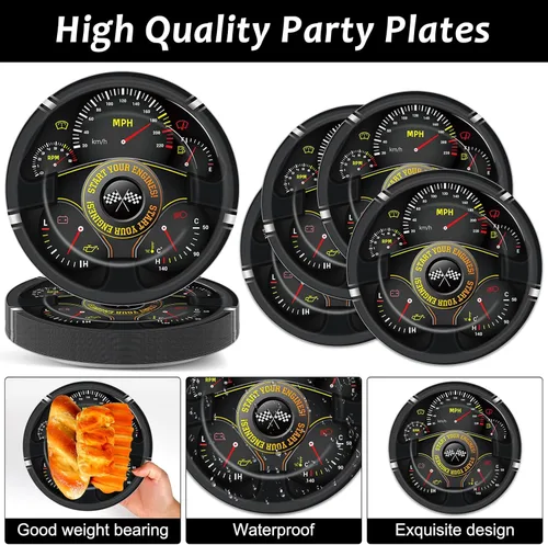 Miniatura 3 de 50 piezas de platos y servilletas de fiesta de coche de carreras, decoración de cumpleaños de coche de carreras con temática de carreras, platos