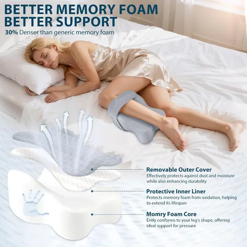 Miniatura 6 de Almohada de rodilla para dormir de lado con alivio del dolor de cadera, almohada de pierna para dormir de lado con correa ajustable, alivio