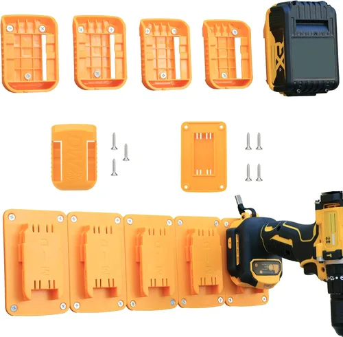 Paquete de 20 soportes de batería para herramientas de taladro Dewalt de 20 V, 10 ganchos de herramientas y 10 organizadores de baterías para