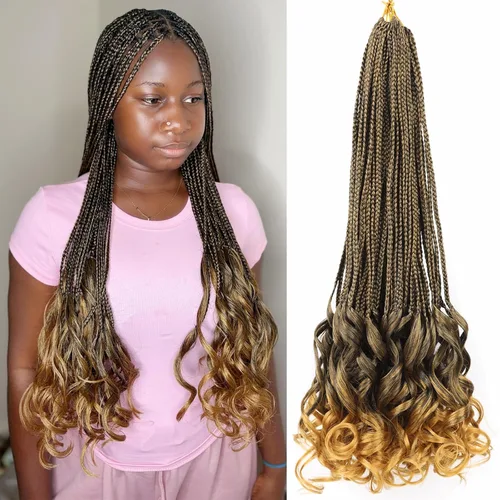Miniatura 20 de Trenzas de ganchillo rizado francés T33, cabello pre-anillado 10 pulgadas, trenzas cortas rizadas francesas con extremos rizados, trenzas box