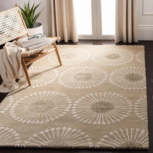 Miniatura 10 de SAFAVIEH Soho Collection SOH821A - Alfombra redonda de lana de primera calidad, hecha a mano, 6 pies, color beige y marrón
