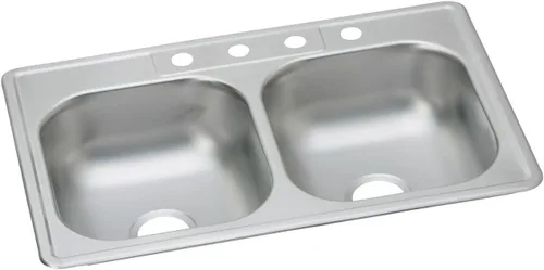 Miniatura 13 de Dayton D233221 Equal - Fregadero de acero inoxidable con doble tazón, 33 x 22 x 6.5 pulgadas