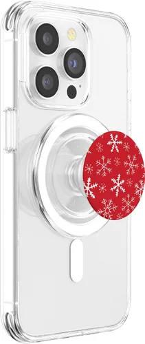 Miniatura 3 de Bonito patrón de copos de nieve rojos y blancos para Navidad e invierno, PopSockets MagSafe PopGrip para iPhone