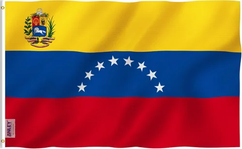 Anley Fly Breeze - Bandera de Venezuela de 8 estrellas de 3 x 5 pies, color vivo y a prueba de decoloración, cabecera de lona y doble costura,