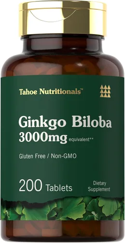 Carlyle Ginkgo Biloba | 200 tabletas vegetarianas | Extra fuerte | Sin OMG, fórmula libre de gluten | por Tahoe Nutritionals