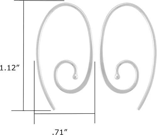 Miniatura 4 de Boma Pendientes de aro ovalados de plata de ley con espiral, Metal, No es una piedra preciosa