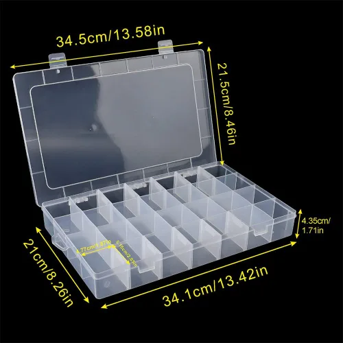 Miniatura 2 de Paquete de 3 cajas organizadoras de 28 compartimentos con separadores ajustables Parkical, contenedor de almacenamiento de plástico de 28 rejillas