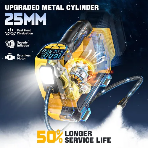 Miniatura 2 de Compresor de aire inflador de neumáticos inalámbrico compatible con batería Dewalt 20V Max, LIVOWALNY bomba de aire portátil con manómetro digital