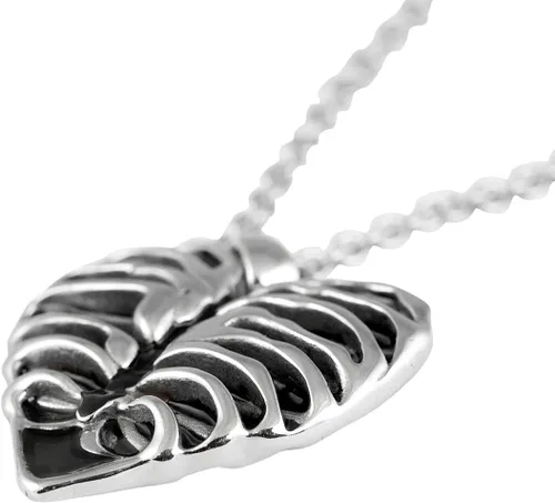 Miniatura 3 de Controse Collar de corazón de caja torácica de acero inoxidable plateado de 17 a 19 pulgadas con cadena ajustable, Acero inoxidable