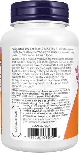 Miniatura 2 de Now Foods Quercetina con bromelina, 120 CT