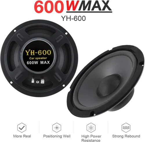 Miniatura 3 de Altavoz de audio para automóvil, 6.5 pulgadas, 600 W, 2 vías, altavoz coaxial de alta fidelidad, puerta del vehículo, audio automático, música