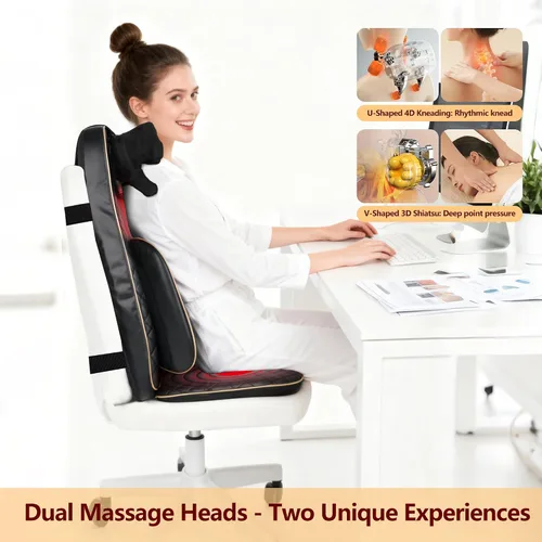 Miniatura 8 de Masajeador de cuello y espalda con calor – Shiatsu masajeador de espalda completa para caminar con amasado profundo y cojín de asiento vibración