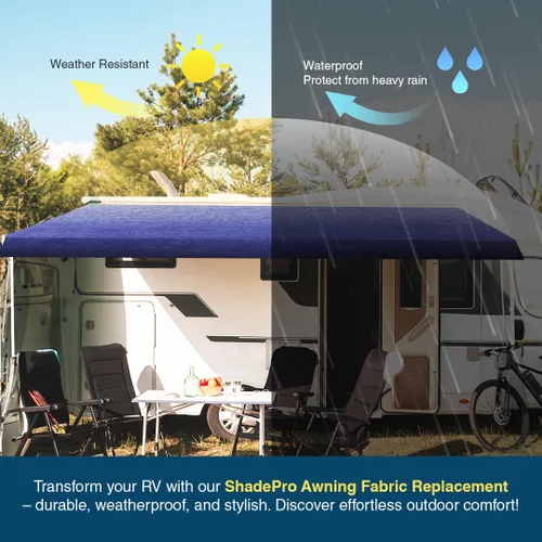 Miniatura 2 de Shade Pro RV Tela de repuesto para toldo Vinilo duradero de grado premium 16' [tela de 15' 2"], toldo para cámper azul grisáceo en degradé Slate