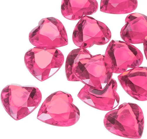 Miniatura 35 de MECCANIXITY 20 piezas de diamantes de imitación acrílicos de corazón de 0.787 pulgadas (0.787 in) con parte trasera plana, gemas de plástico