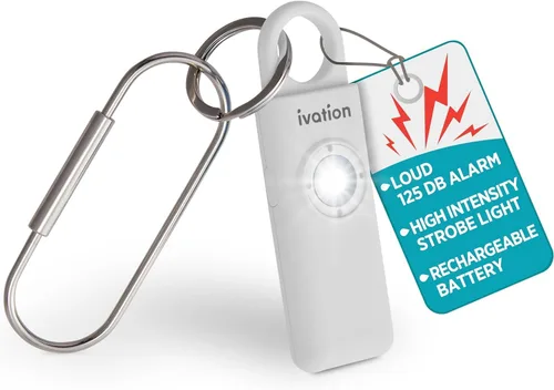Miniatura 12 de Ivation Alarma SOS recargable personal, tamaño de bolsillo, 130 dB, sirena de seguridad de sonido y luz LED estroboscópica de pánico con mosquetón