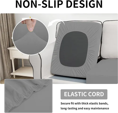 Miniatura 3 de Easy-Going Funda de Cojín Impermeable para Silla, Fundas Antideslizantes a Prueba de Fugas para Cojines de Asiento de Sofá, Protector de Muebles Gris