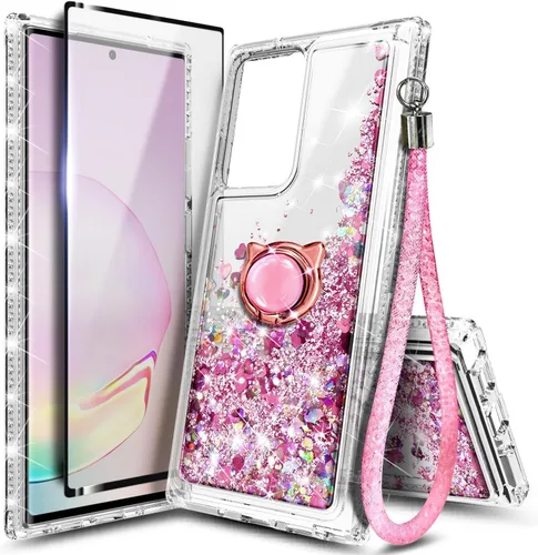Miniatura 75 de NGB Diseñada para funda Samsung Galaxy Note 10+ (Plus), Rosa/Aguamarina Funda con Purpurina Líquida Brillante Linda para Mujeres Niñas Niños