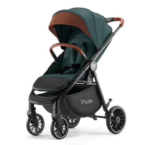 Miniatura 11 de Cochecito Tinyiota para bebés, cochecitos para niños pequeños con gran dosel UPF 50+, cochecito de bebé de lujo con asa de cuero y asiento Negro