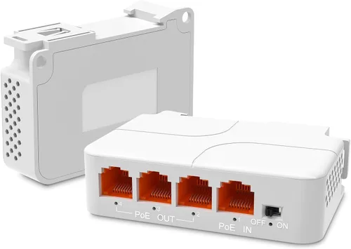 Miniatura 9 de Yuanley extensor PoE de 5 puertos Gigabit con 4 salidas PoE, 90W de entrada, mini interruptor de 5 canales de 1000Mbps IEEE 802.3af/at/bt, carcasa