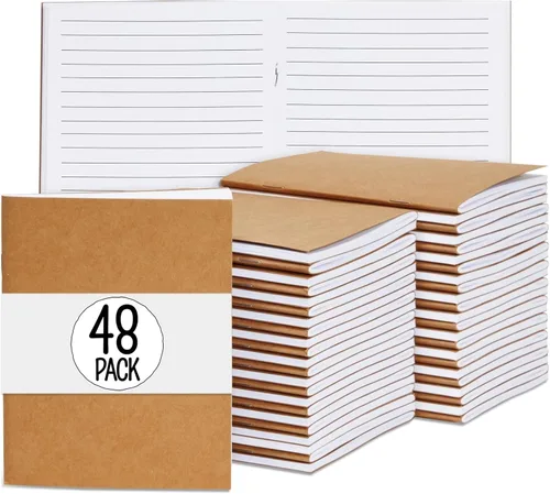 Miniatura 9 de Paquete de 24 diarios de papel kraft forrado, 48 páginas cada uno, cuadernos de papel A5 de 5.5 x 8.5 pulgadas a granel para estudiantes, escritura