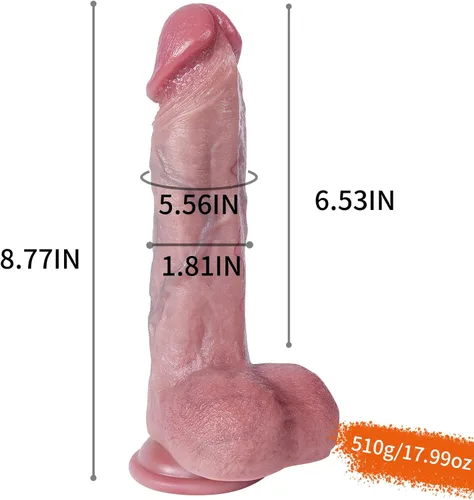 Miniatura 6 de Reproduction Consoladores gruesos realistas hechos a mano de 8.77 pulgadas, pene falso de silicona suave con fuerte ventosa, juguetes sexuales