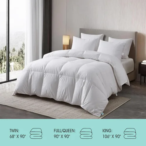 Miniatura 4 de Martha Stewart Tencel - Edredón de plumas de ganso blanco húngaro de mezcla de lyocell, tamaño King, relleno de 750, para todas las estaciones