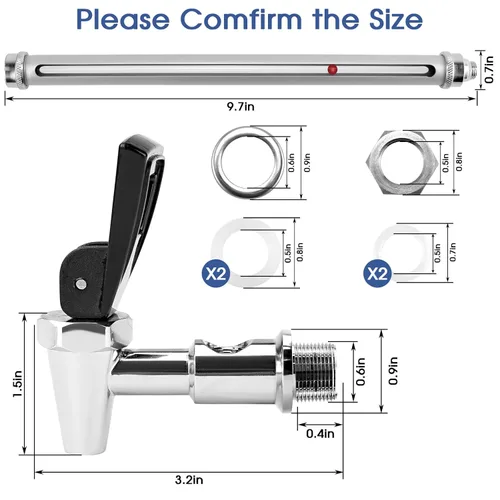 Miniatura 3 de Espiga de vidrio de visión de 10 pulgadas de acero inoxidable compatible con el sistema de filtración de agua por gravedad Be-rkey Espiga de vidrio