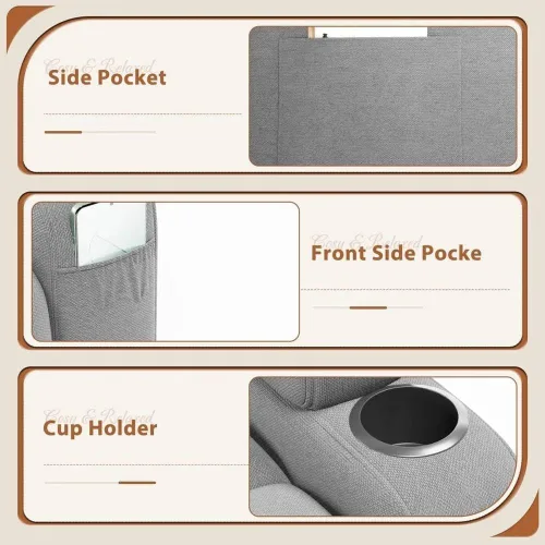 Miniatura 6 de Silla reclinable giratoria con masaje, rotación de 360 grados, silla ergonómica para adultos, función de masaje vibratorio (gris)