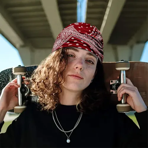 Miniatura 3 de Pañuelos de algodón para la cara para deportes, diadema, cuello, polaina, quimio, gorro para pérdida de cabello, gorro de noche