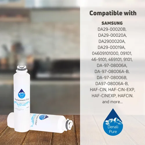 Miniatura 9 de Paquete de 3 filtros de agua de repuesto para refrigerador Samsung RF263BEAEWW, compatible con Samsung DA29-00020B, DA29-00020A, cartucho de filtro
