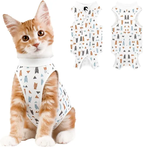 Miniatura 23 de Coppthinktu Traje de recuperación de gato para mujer, mameluco transpirable para después de la cirugía para heridas abdominales o enfermedades