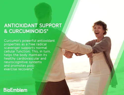 Miniatura 4 de BioEmblem Suplemento de curcumina de cúrcuma con BioPerine Apoyo articular y salud cardíaca con polvo de cúrcuma orgánica y 95% extracto
