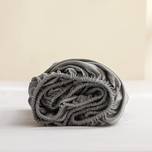 Miniatura 12 de Simple&Opulence Sábana bajera ajustable 100% lino (1 pieza), funda de colchón, lino belga natural, tamaño matrimonial, bolsillo profundo de 14 Gris